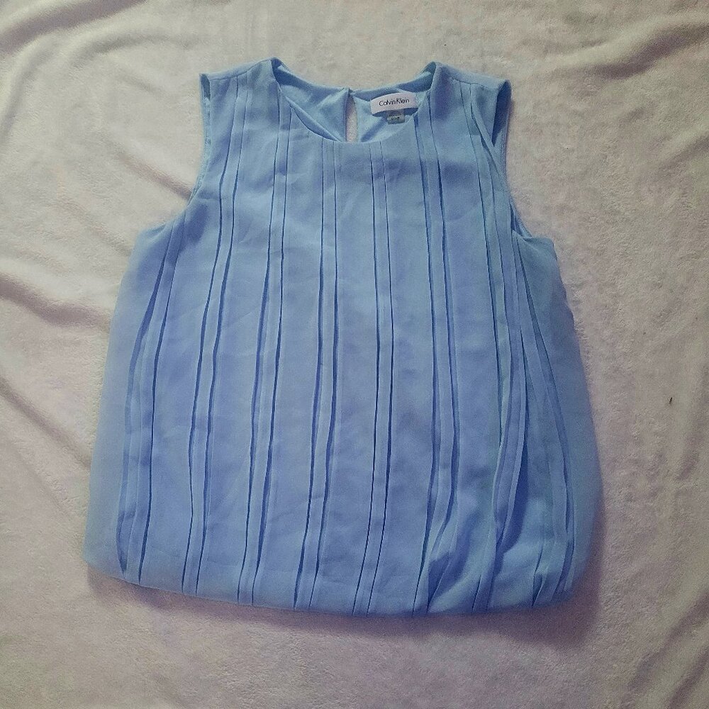 Calvin Klein baby blue sleeveless blouse